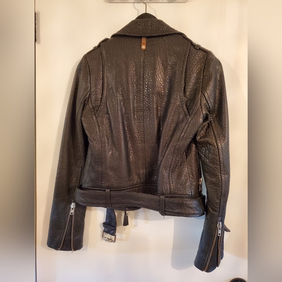 Mackage leather rumer motorcycle jacket w/ belt - Picture 6 of 6